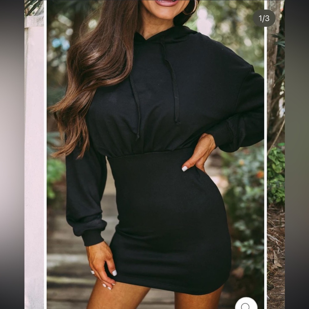 Hooded black lounge dress from Shop These Three